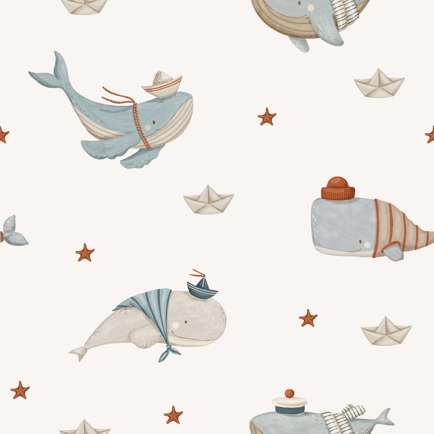 Little Mariner Whale — Half Wall Decal