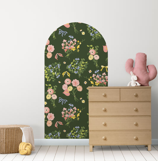 Green Pink Floral Arch