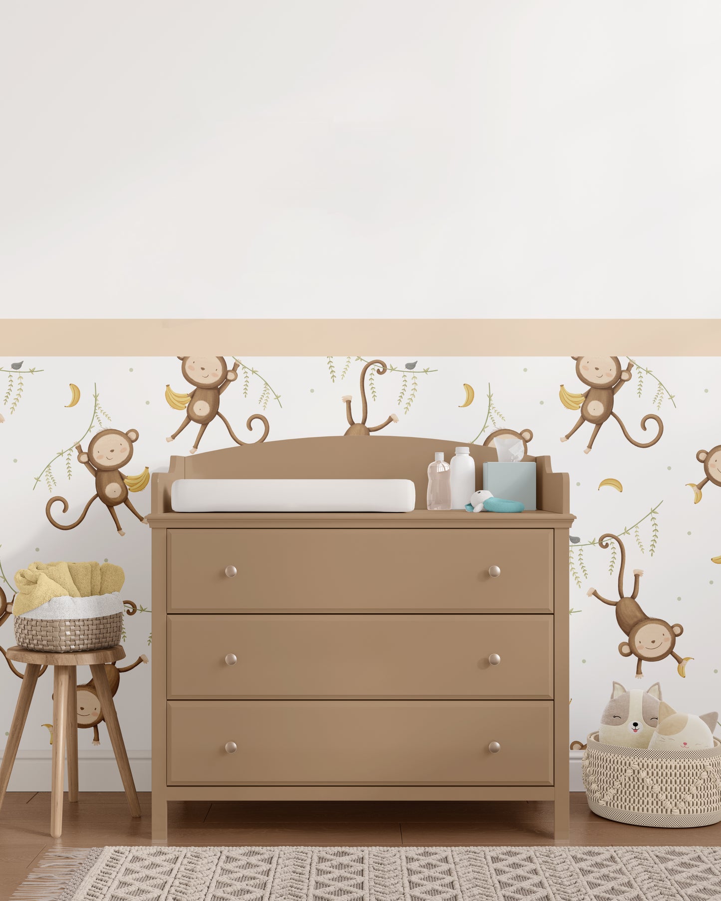 Brown Animal Monkey — Half Wall Decal