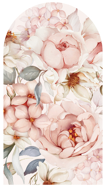 Peony Lace & Blush — Arch Wall Decal