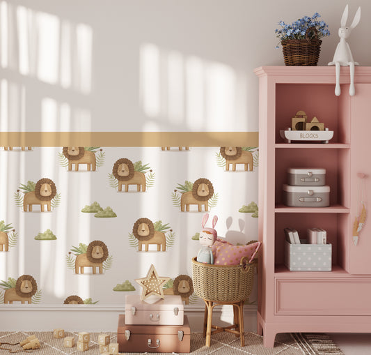 Wild & Warm Lion — Half Wall Decal