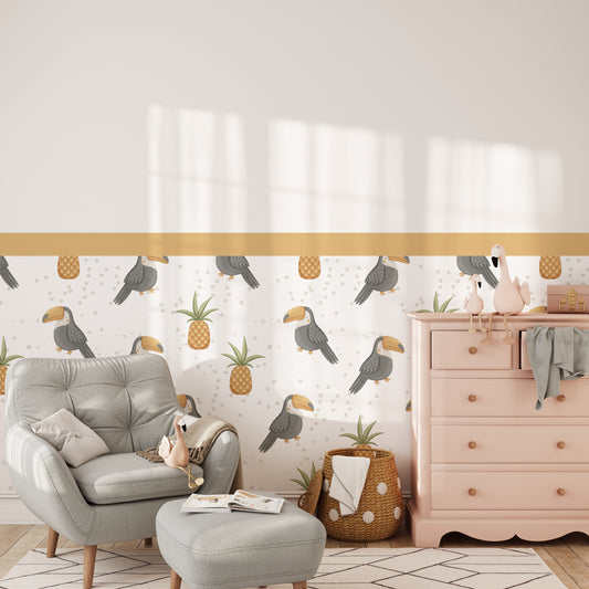 Toucan & Pineapple Party — Half-Wall Decal