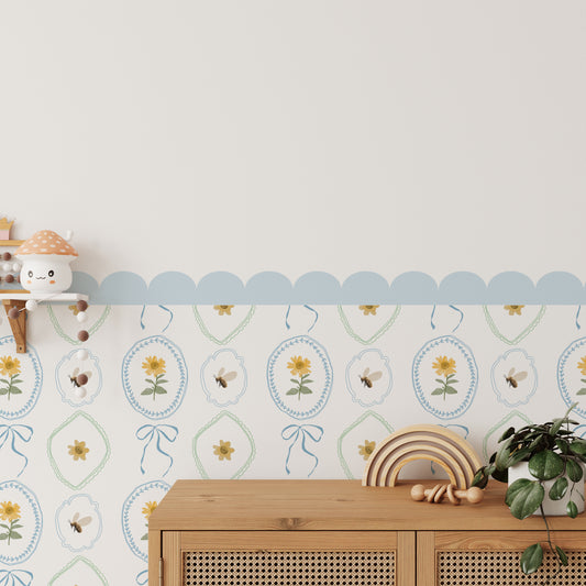 Petal & Honey Bee — Half Wall Decal