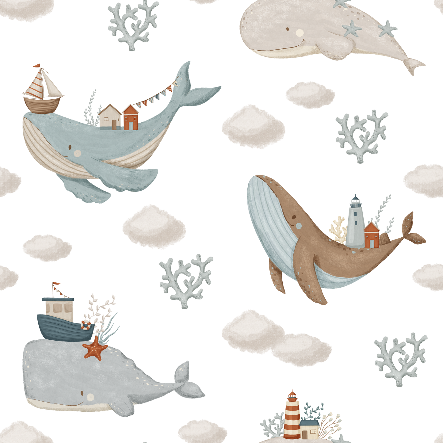 Sky & Sea Whales — Arch Wall Decal