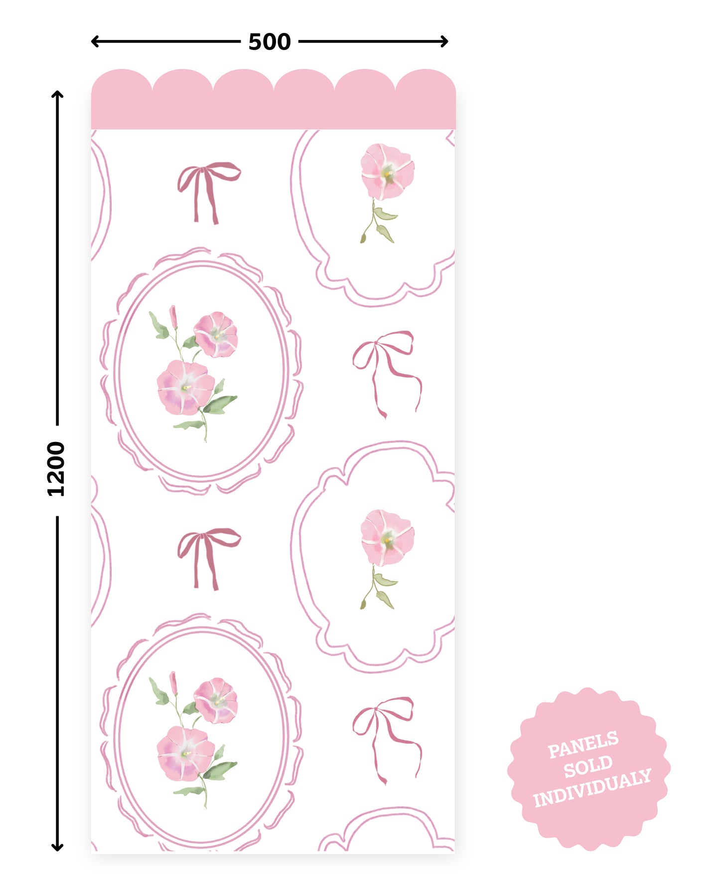 Rosy Ribbon Meadow — Half-Wall Decal
