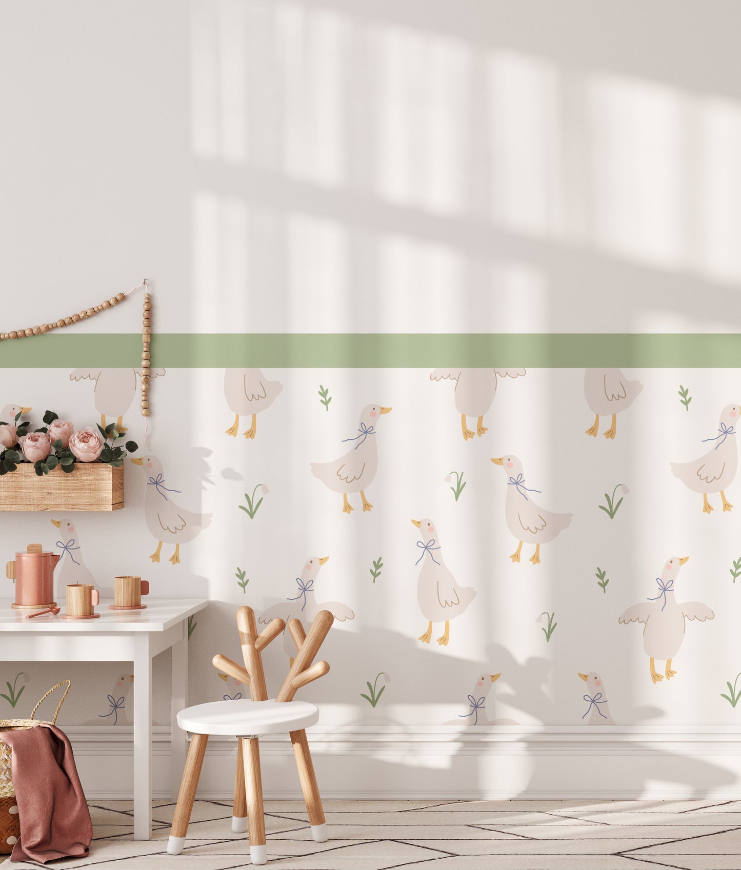 Meadow Geese & Ducklings — Half-Wall Decal