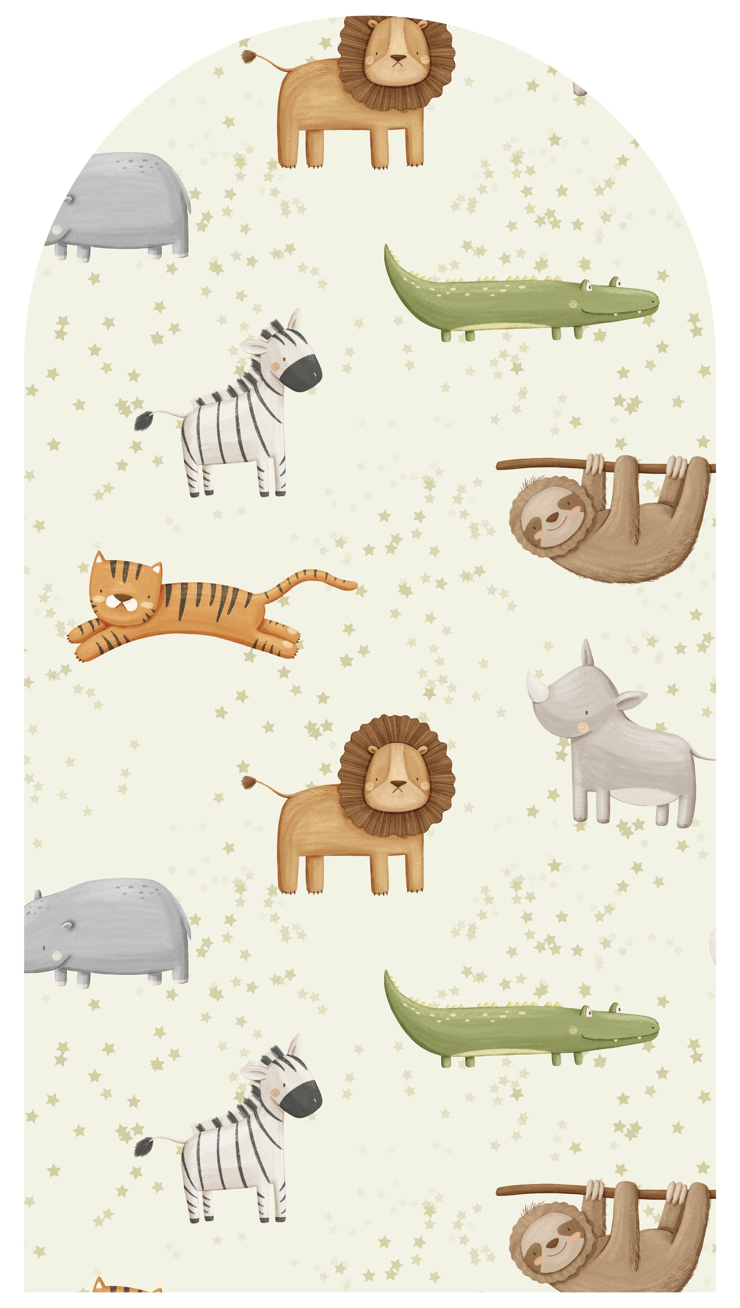 Sage Safari Friends — Arch Wall Decal
