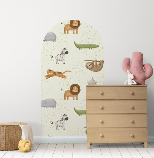 Sage Safari Friends — Arch Wall Decal
