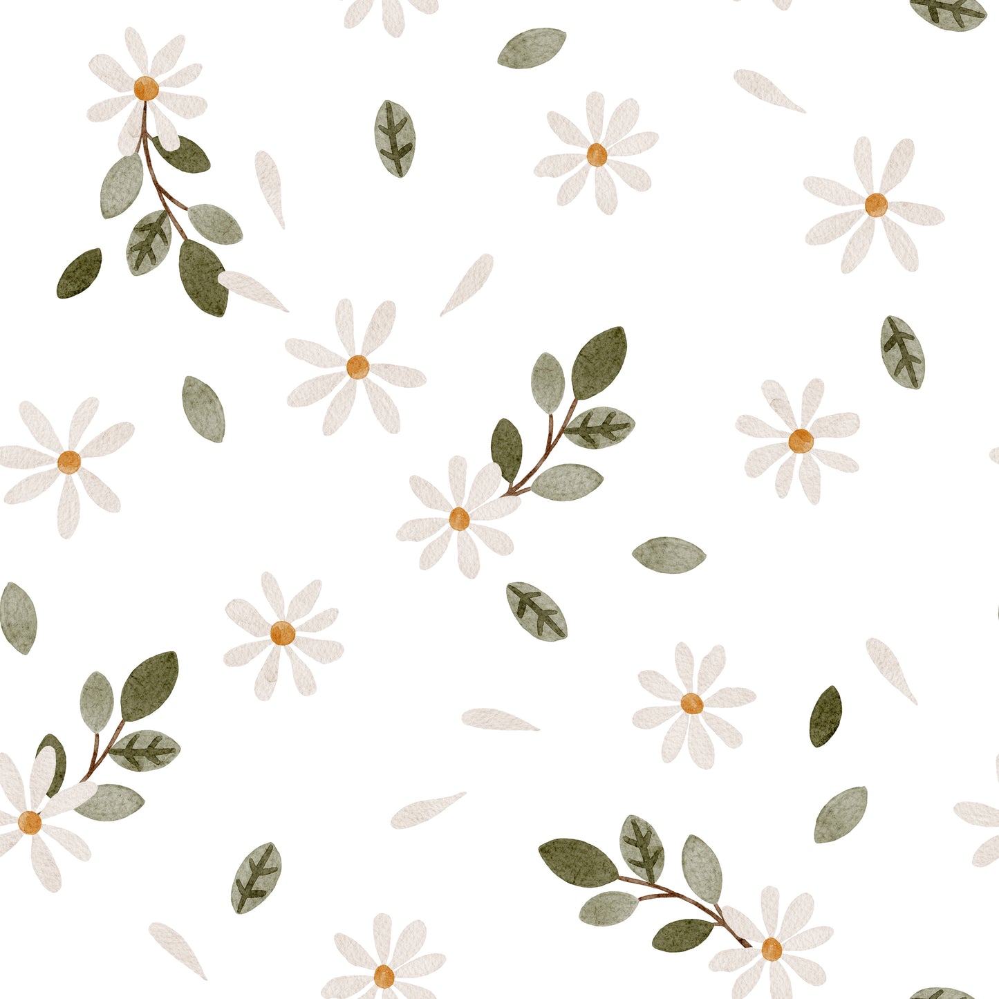 Sage & Ivory Leaf Meadow — Half-Wall Decal