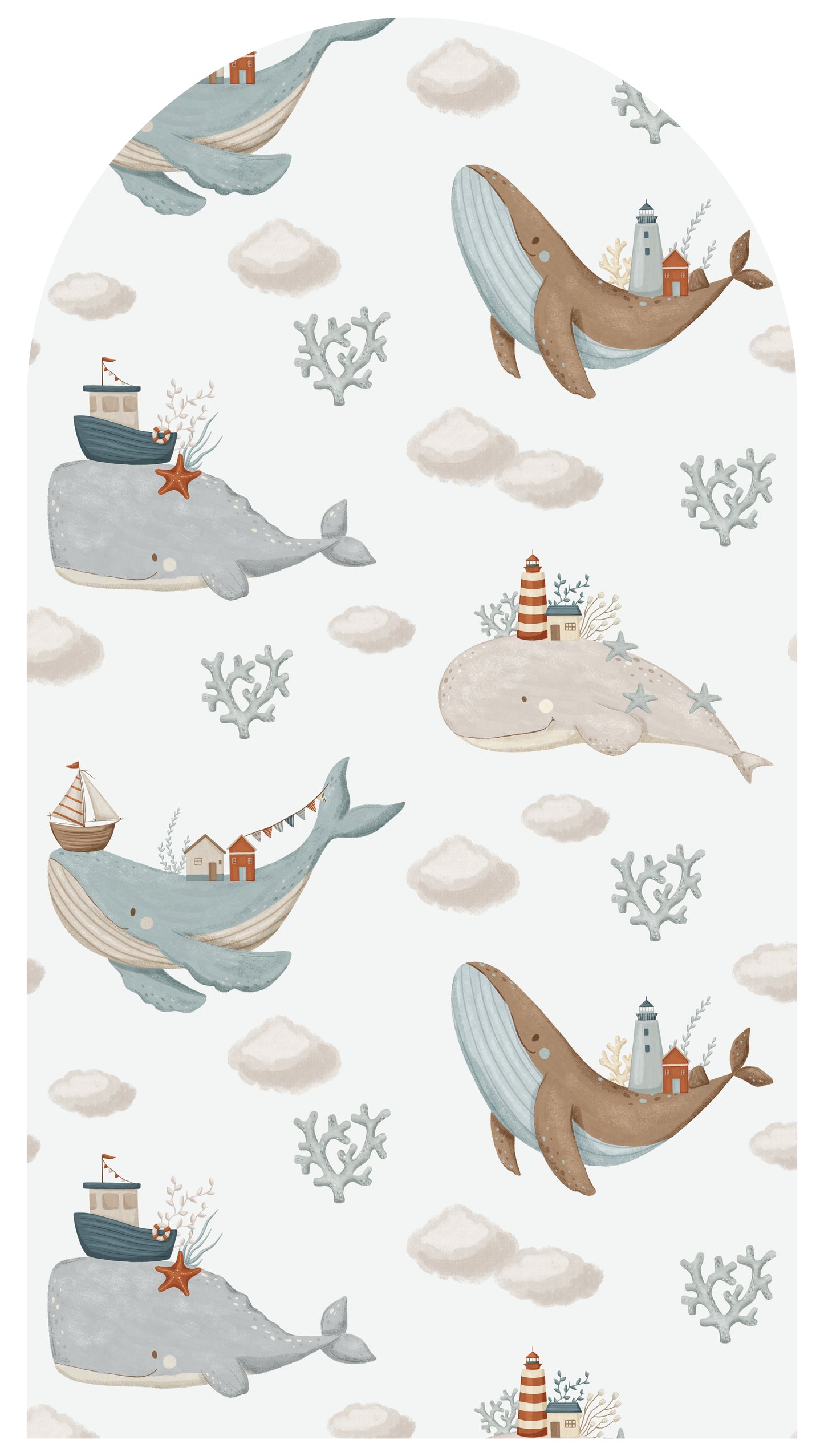 Sky & Sea Whales — Arch Wall Decal