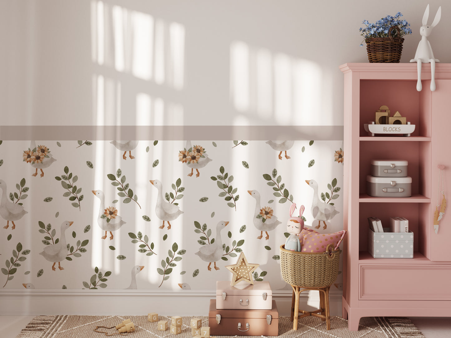 Goose & Duckling Daydream — Half-Wall Decal