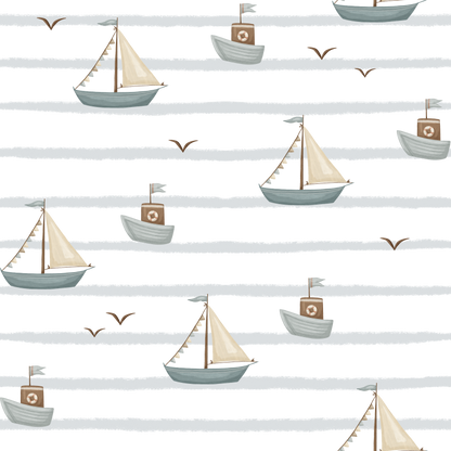 Blue Boat Sail — Arch Wall Decal