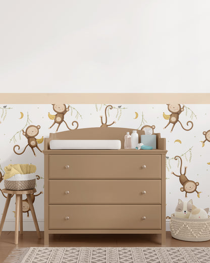 Brown Animal Monkey — Half Wall Decal