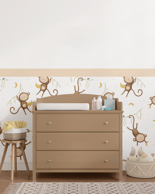 Brown Animal Monkey — Half Wall Decal