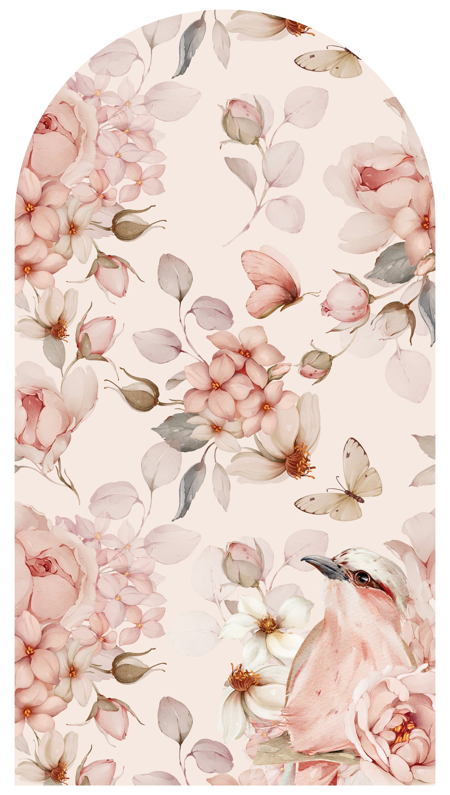 Rosy Nest & Petals — Arch Wall Decal