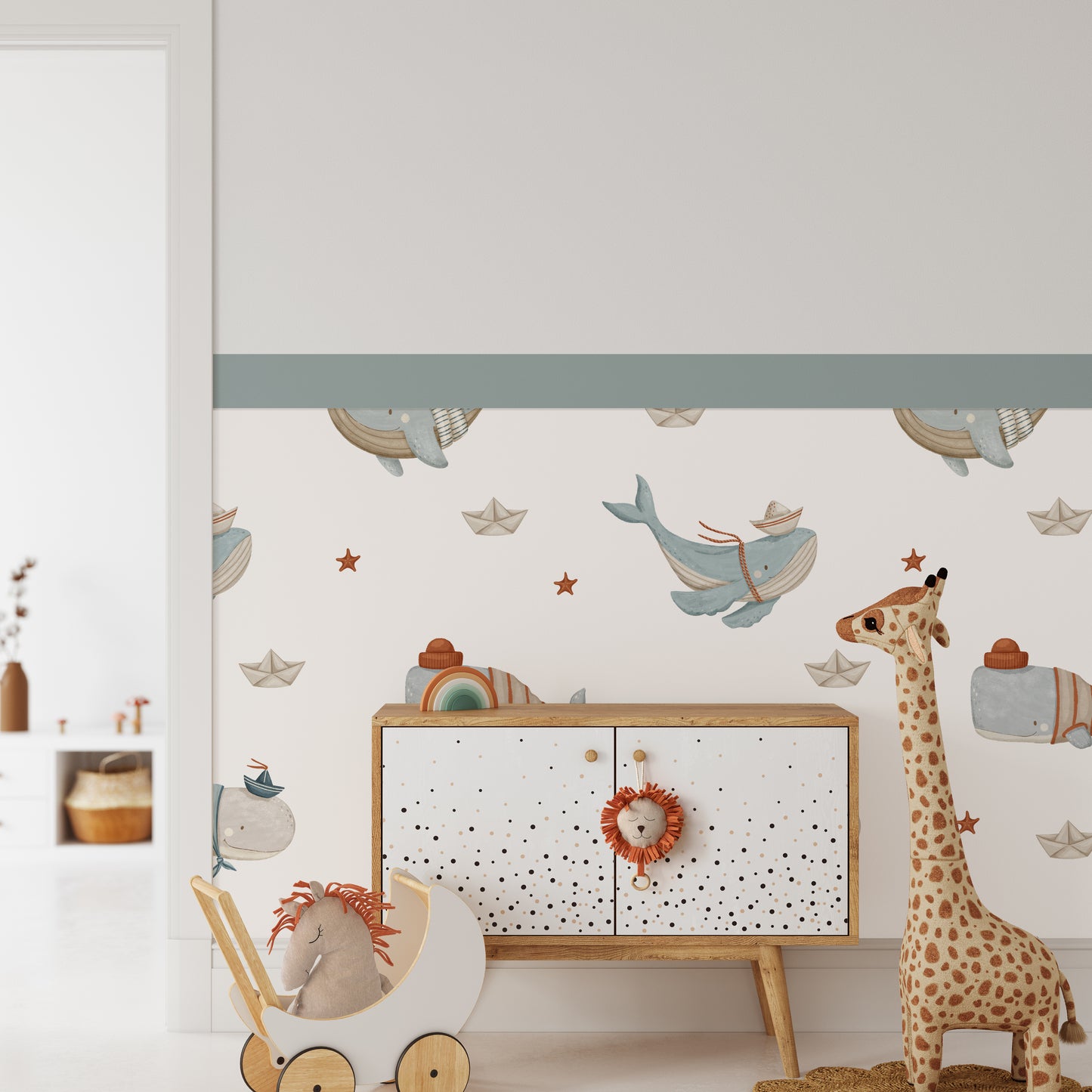 Little Mariner Whale — Half Wall Decal