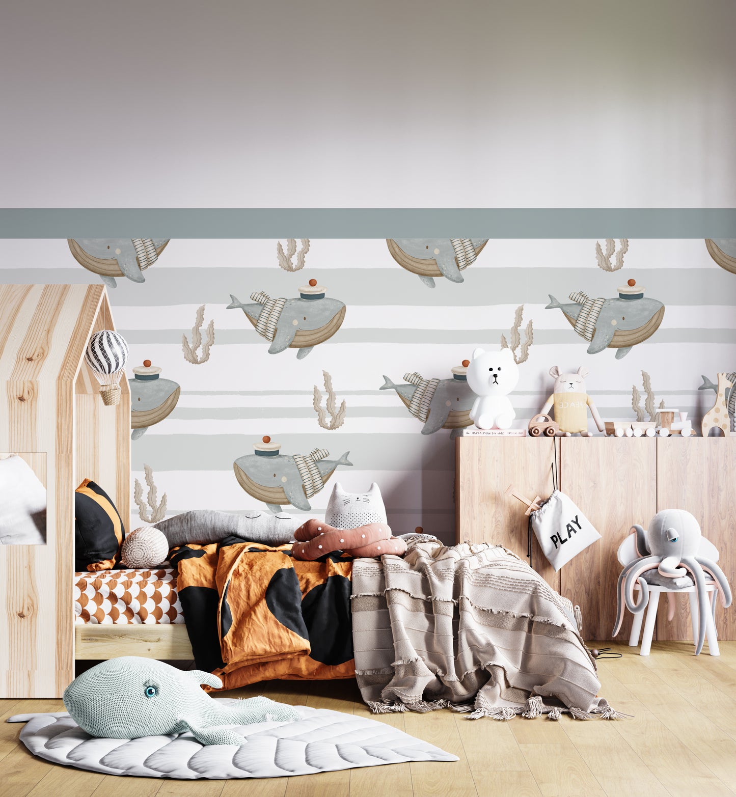 Ocean Hush Whale — Half Wall Decal