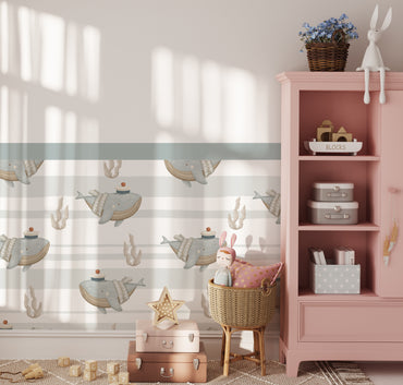 Ocean Hush Whale — Half Wall Decal