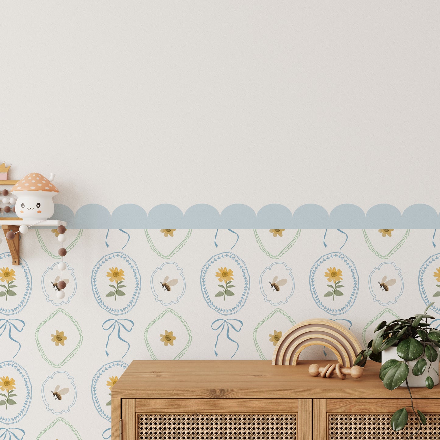 Petal & Honey Bee — Half Wall Decal