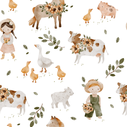 Cow, Goose & Lamb Lullaby — Half Wall Decal