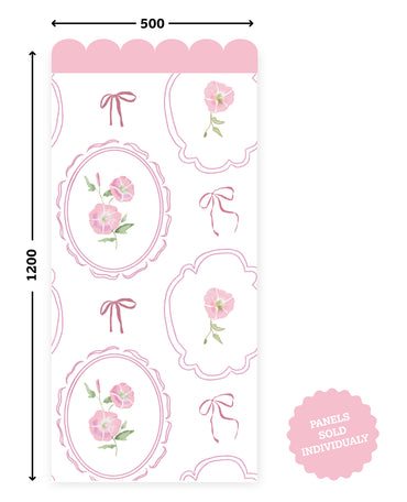 Rosy Ribbon Meadow — Half-Wall Decal