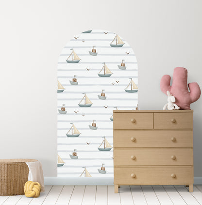 Blue Boat Sail — Arch Wall Decal