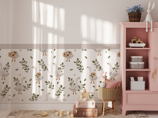 Goose & Duckling Daydream — Half-Wall Decal