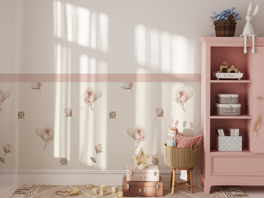 Blush Blossom Meadow Half — Wall Decal