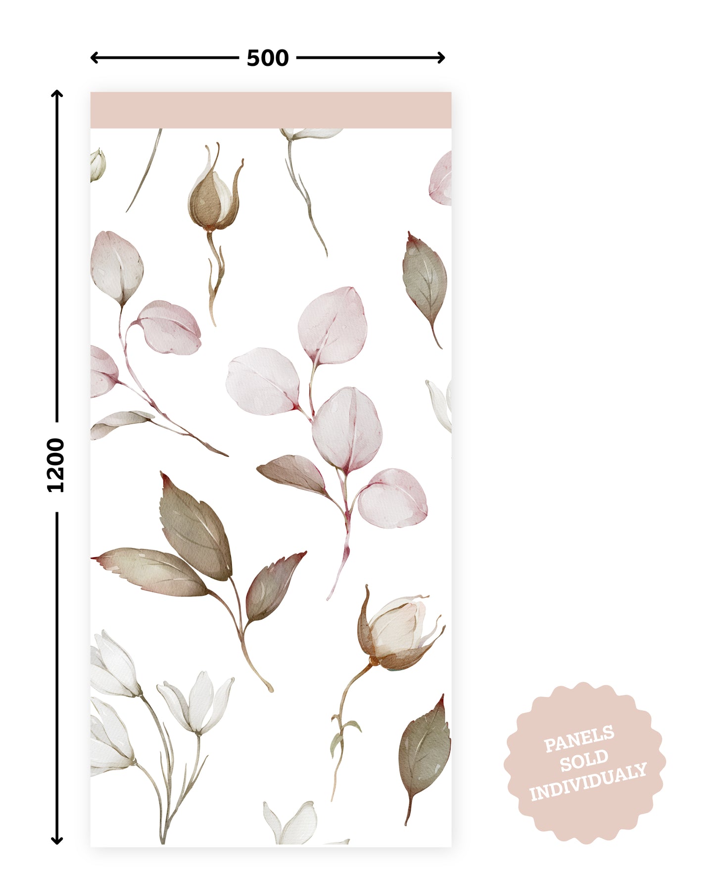 Blush & Sage Bloom — Half-Wall Decal