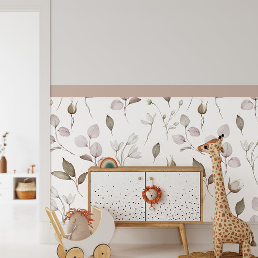 Blush & Sage Bloom — Half-Wall Decal