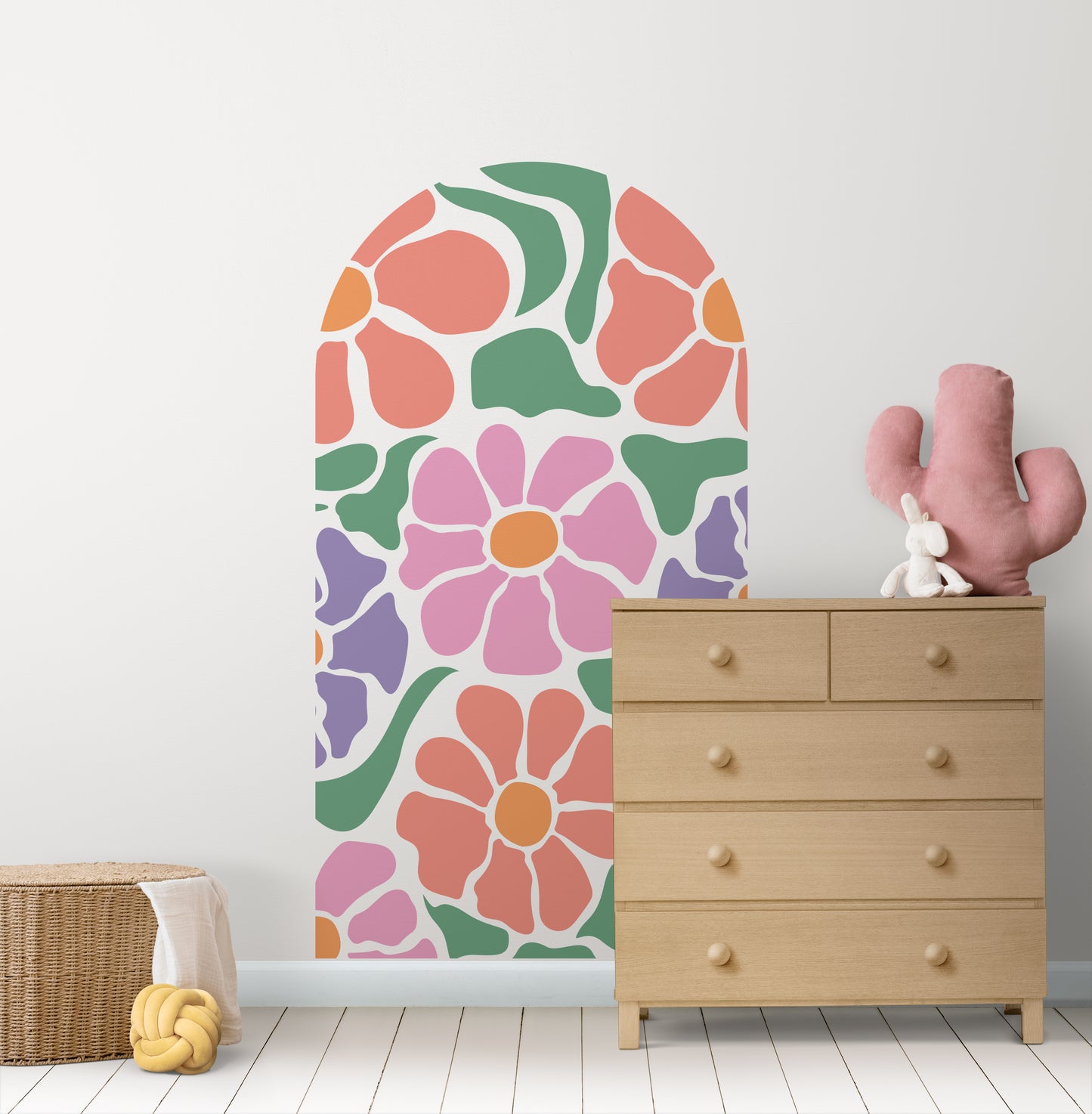Pastel Petal Mosaic — Arch Wall Decal