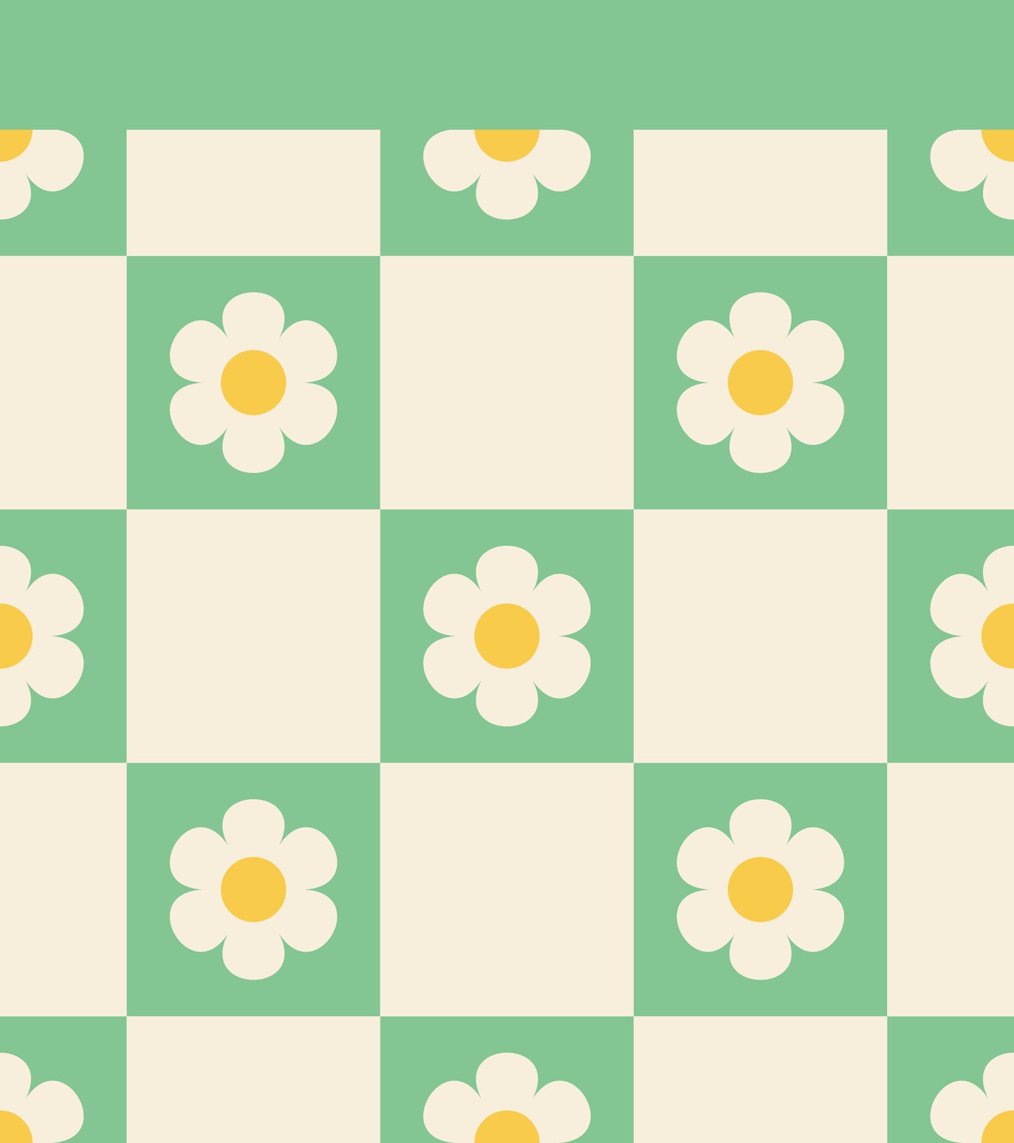 Spring Gingham &amp; Daisies — Half Wall Decal