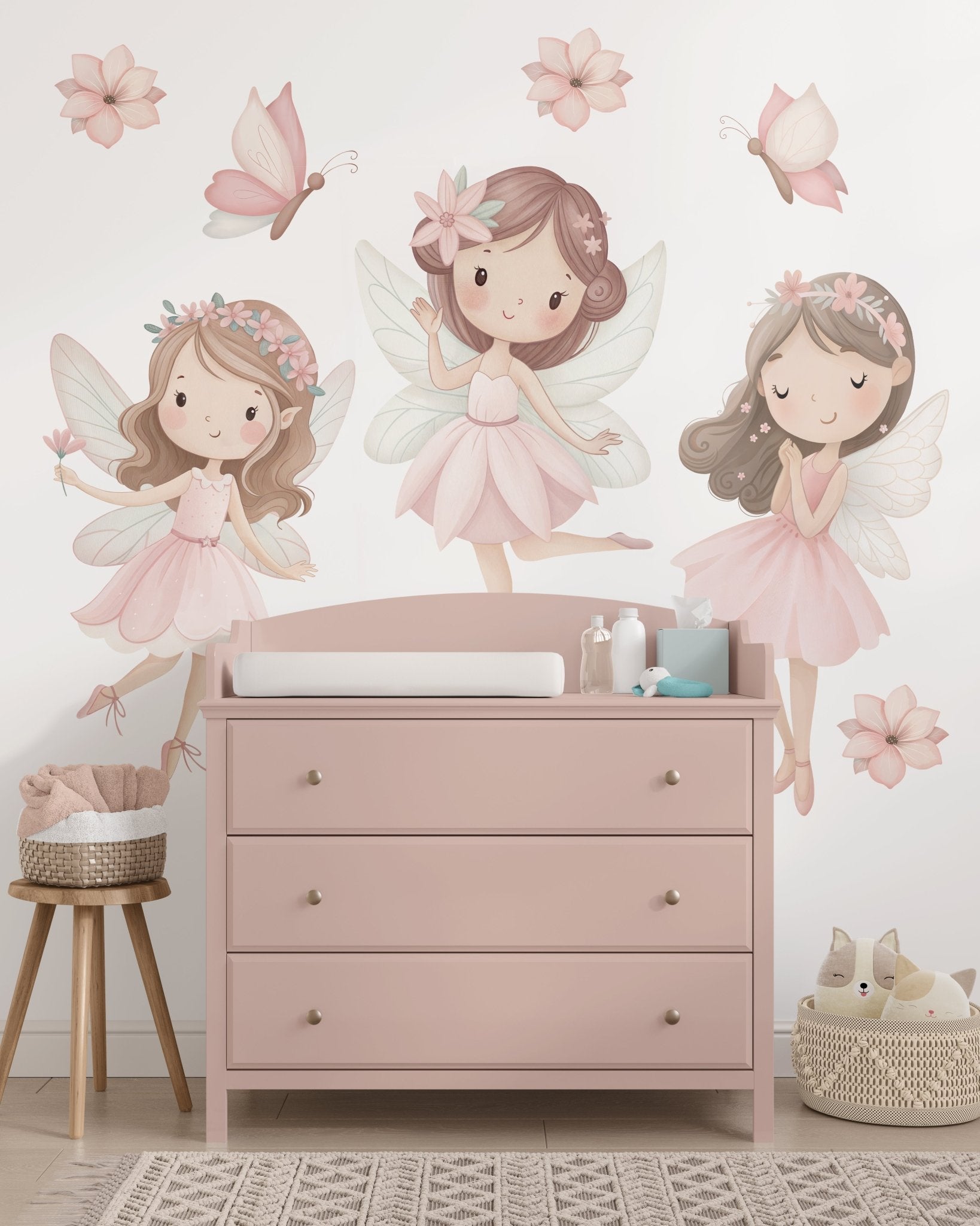 Big Fairy Butterfly Flower 3 – Wall Decal (Home Decor Decals) — removable wall decal by Tiny Tale Prints