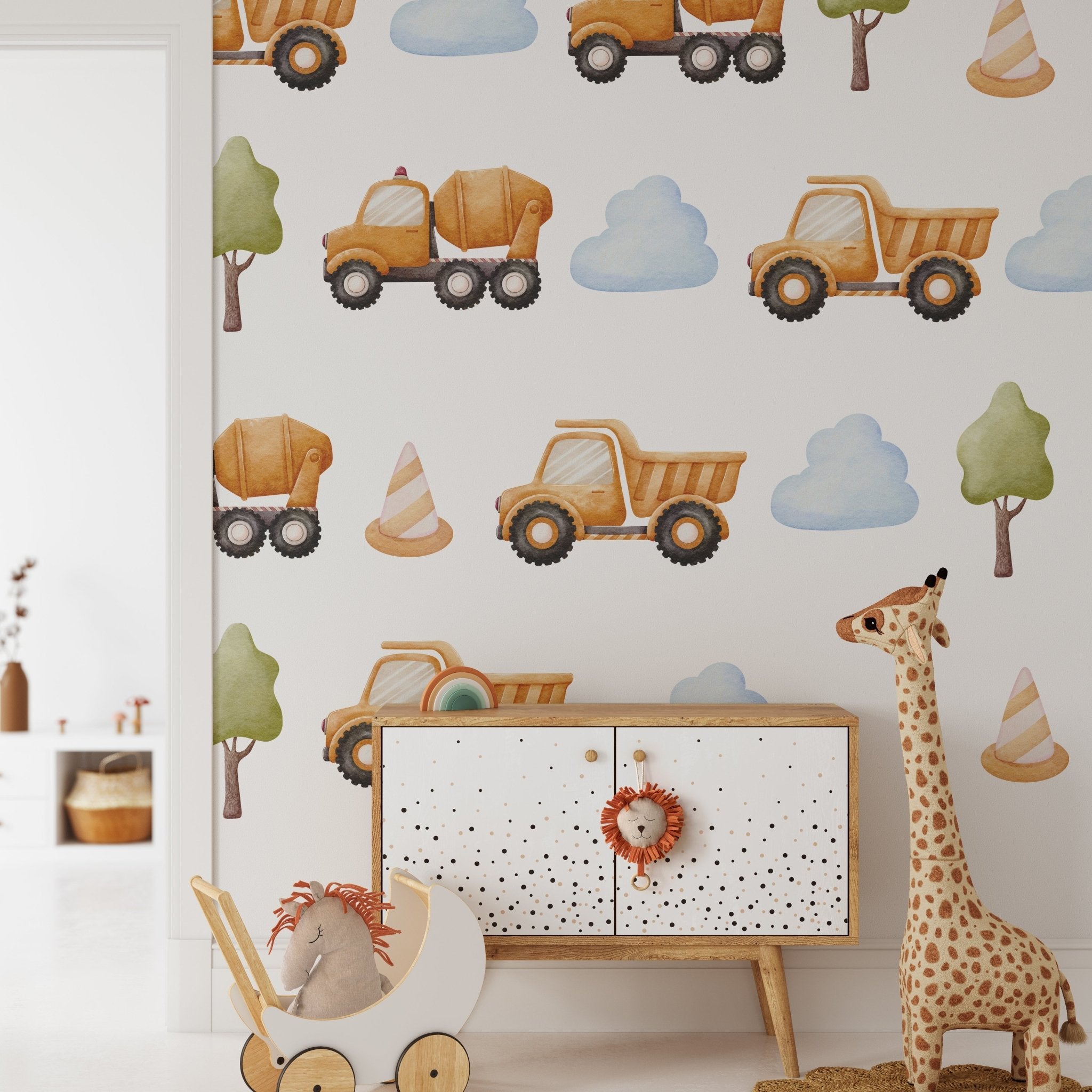 Small Vehicle Truck Tree Cone Cloud () — removable wall decal by Tiny Tale Prints