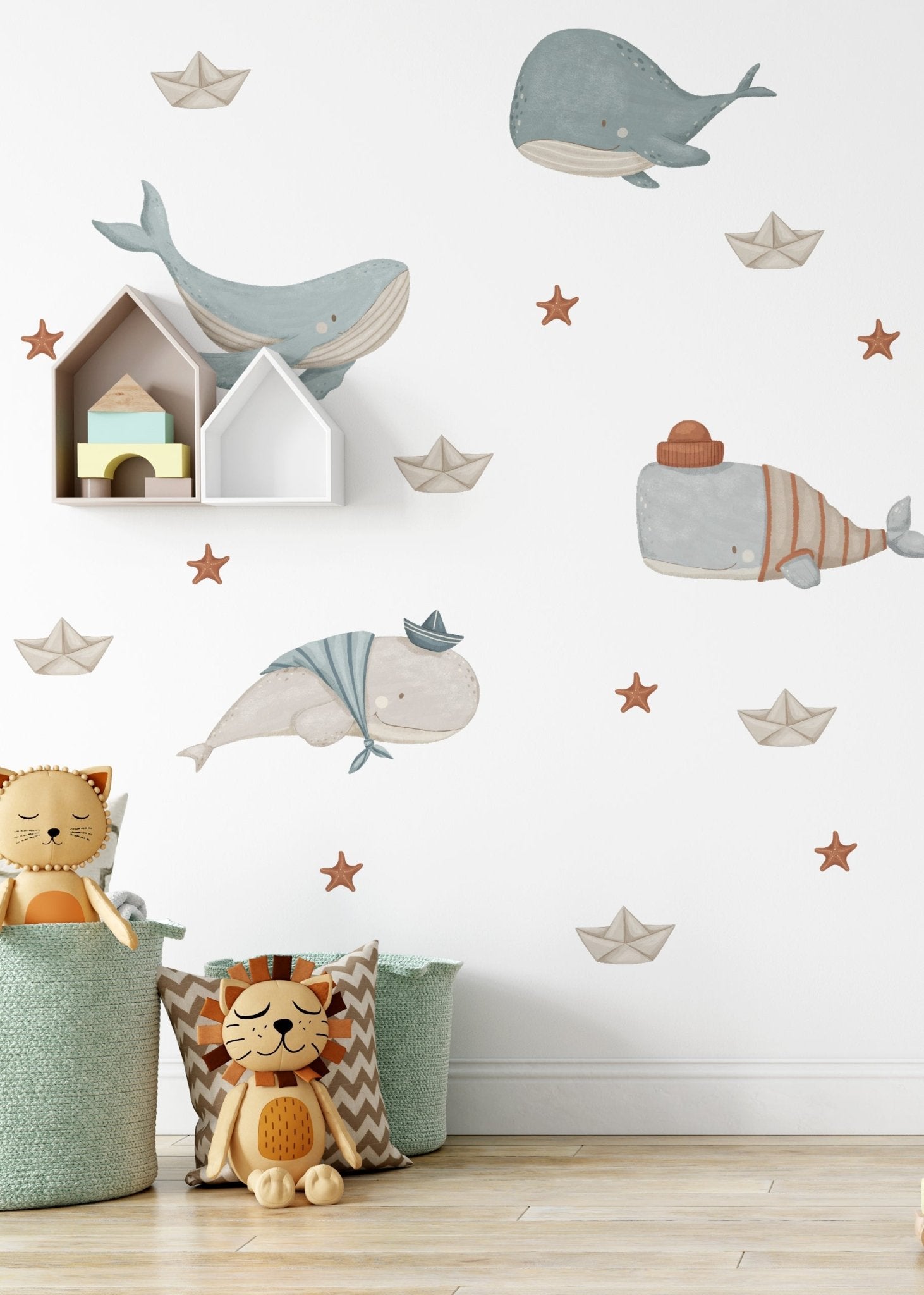 Small Whale Starfish (Home Decor Decals) — removable wall decal by Tiny Tale Prints